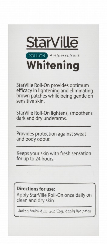 StarVille Hypoallergenic Whitening & Antiperspirant Roll-On Deodorant Fresh Breeze Scent with Vitamin E for All Skin Types - aluminum salts free