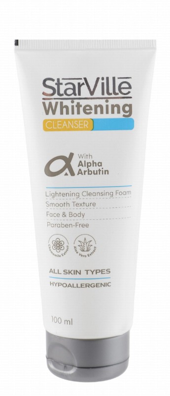 StarVille Hypoallergenic Whitening & Lightening Face & Body Foaming Cleanser with Alpha Arbutin, Chamomile & Aloe Vera Extracts for All Skin Types - parabens free