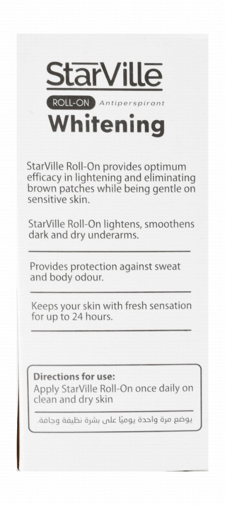 StarVille Hypoallergenic Whitening Antiperspirant Roll-On Deodorant with Vitamin E & Alpha Arbutin for All Skin Types - fragrance free