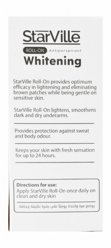 StarVille Hypoallergenic Whitening Antiperspirant Roll-On Deodorant with Vitamin E & Alpha Arbutin for All Skin Types - fragrance free