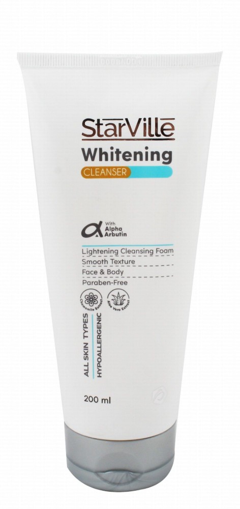 StarVille Hypoallergenic Whitening Body & Facial Cleansing Foam with Chamomile & Aloe Vera Extracts for All Skin Types - parabens free