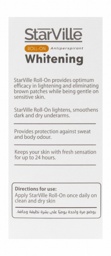 StarVille Women's Whitening Roll-On Deodorant for All Skin Types - aluminum salts free