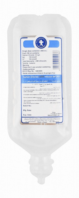 Sterile 0.9% Sodium Chloride Solution BP for Intravenous Infusion - pyrogen free