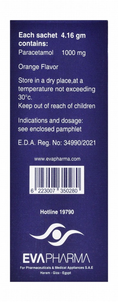 Stopadol Forte 1000mg Paracetamol Effervescent Powder Sachets Orange Flavor