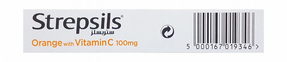 Strepsils Antibacterial Lozenges Orange Flavor with Vitamin C for Sore Throat