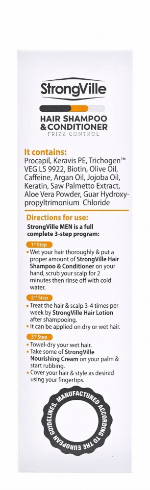 StrongVille Strengthening, Growth Stimulating & Anti-Frizz Shampoo & Hair Conditioner for Men