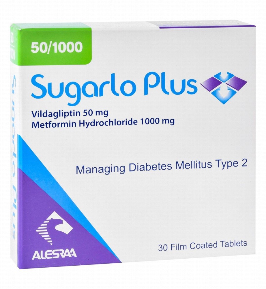 Sugarlo Plus 50mg Vildagliptin & 1000mg Metformin Hydrochloride for Managing Type 2 Diabetes Mellitus