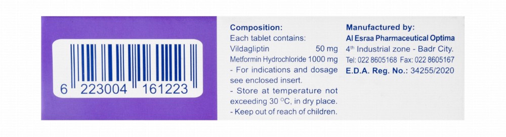 Sugarlo Plus 50mg Vildagliptin & 1000mg Metformin Hydrochloride for Managing Type 2 Diabetes Mellitus