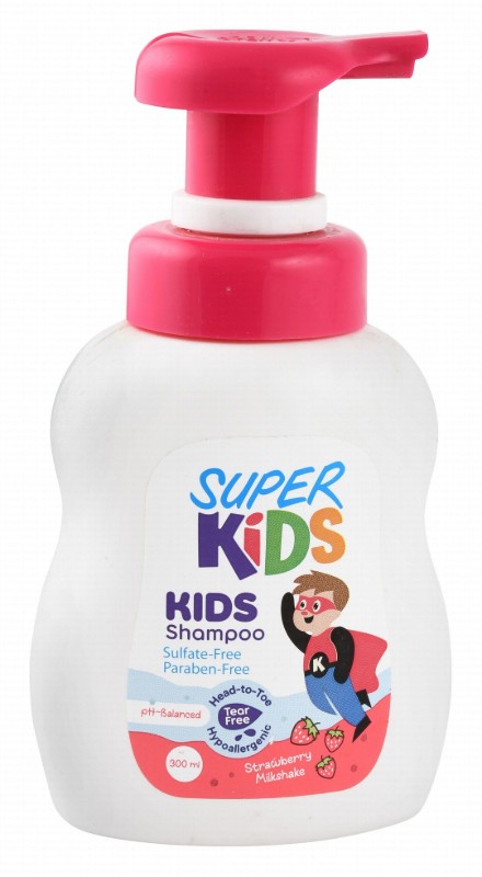 Super Kids Hypoallergenic Shampoo Strawberry Milkshake Scent - sulfate free, parabens free, silicone free