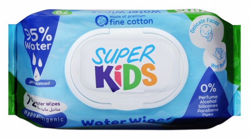 Super Kids Hypoallergenic Water Wipes - perfume free, alcohol free, parabens free