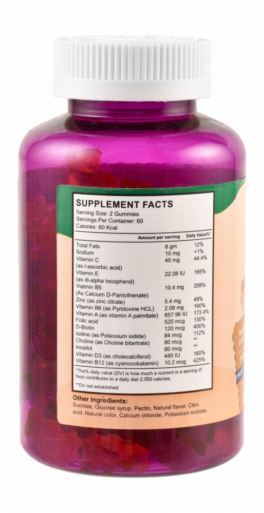 Super Kids Multivitamin Gummy Supplements for Health, Development & Vitality (3+ Years) - vegan, gluten free