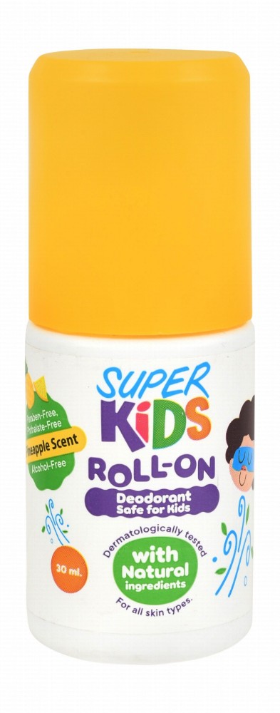 Super Kids Roll-On Deodorant Pineapple Scent for All Skin Types - parabens free, phthalate free, alcohol free