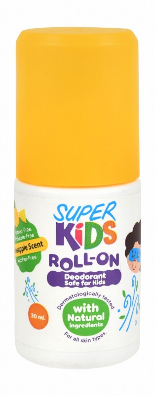 Super Kids Roll-On Deodorant Pineapple Scent for All Skin Types - parabens free, phthalate free, alcohol free