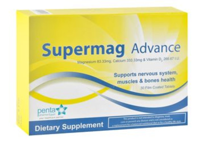 Supermag 83.33mg Magnesium Supplement with Calcium & Vitamin D3 for Nervous System, Muscles & Bones Health
