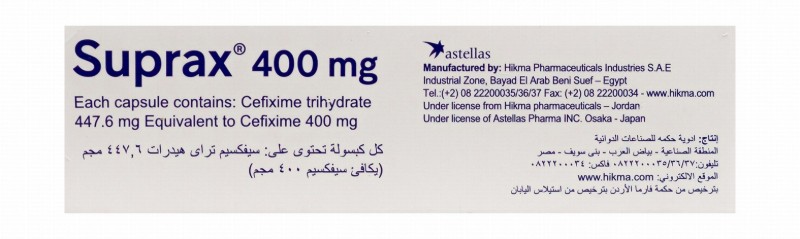 Suprax 400mg Cefixime