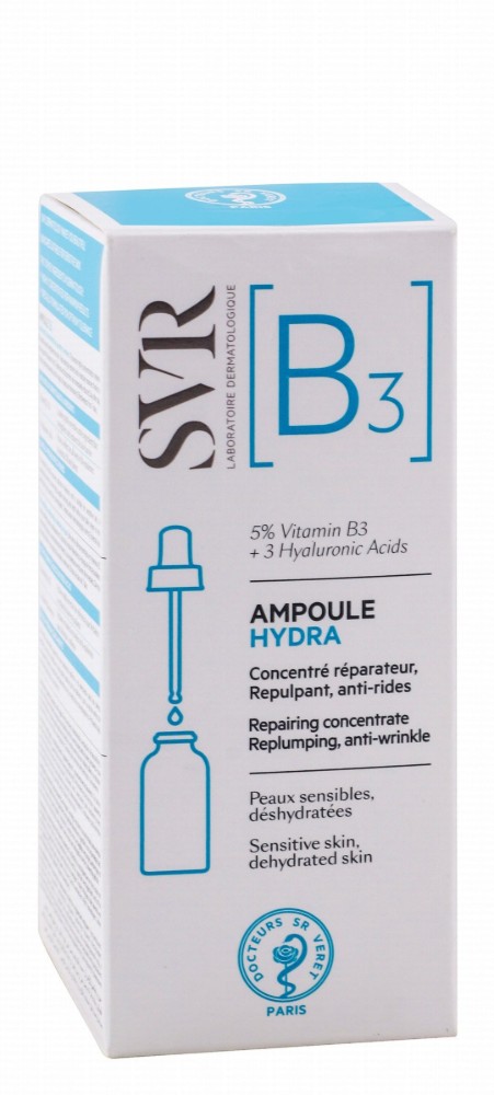 SVR Ampoule Hydra Repairing & Anti-Wrinkle Face Serum with Vitamin B3 & Hyaluronic Acid for Sensitive & Dehydrated Skin - non comedogenic