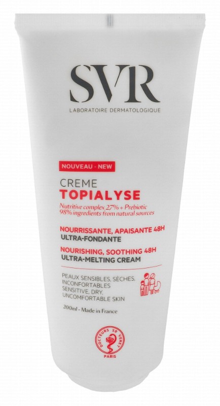 SVR Topialyse Hypoallergenic Non-Sticky 48H Nourishing & Soothing Ultra-Melting Face & Body Cream with Nutritive Complex & Prebiotic for Sensitive, Dry & Uncomfortable Skin