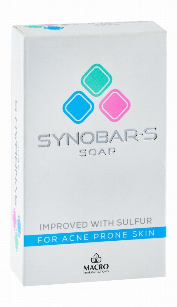 Synobar Medicated Cleansing Facial Soap Bar with Sulfur for Acne-Prone Skin