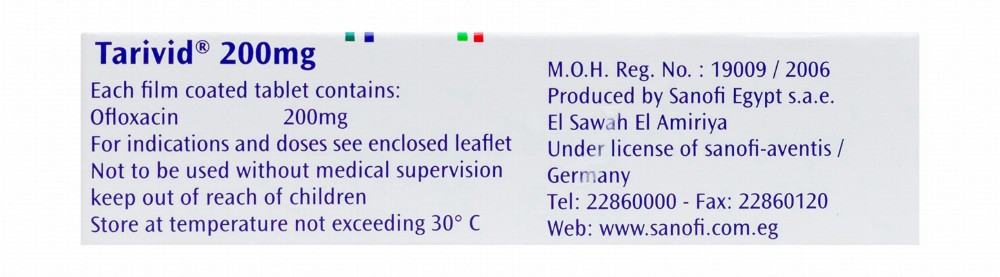Tarivid 200mg Ofloxacin for Treating Bacterial Infections