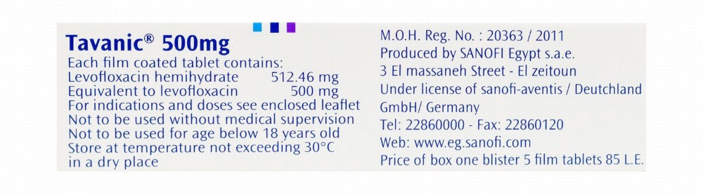 Tavanic 500mg Levofloxacin