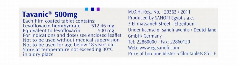 Tavanic 500mg Levofloxacin