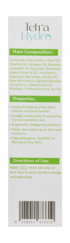 Tetra Hydro Hypoallergenic Moistening, Hydrating & Moisturizing Barrier Facial Cream with Ceramide for Dry & Dehydrated Skin - parabens free