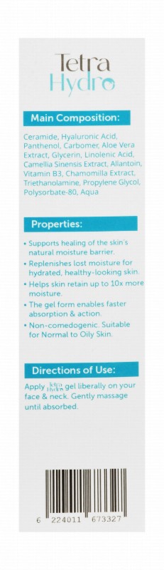 Tetra Hydro Moistening, Hydrating & Healing Barrier Facial Gel with Ceramide for Combination & Oily Skin - parabens free, non comedogenic