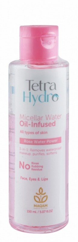 Tetra Hydro Purifying, Softening & Makeup Removing Eyes, Face & Lips Oil-Infused Micellar Water with Rose Water for All Skin Types