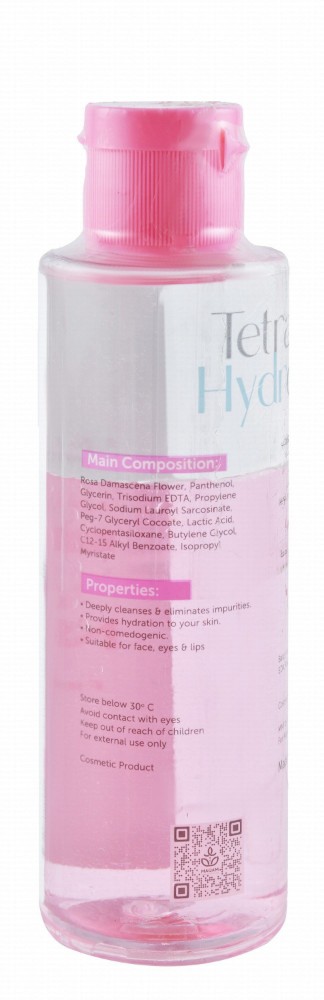 Tetra Hydro Purifying, Softening & Makeup Removing Eyes, Face & Lips Oil-Infused Micellar Water with Rose Water for All Skin Types