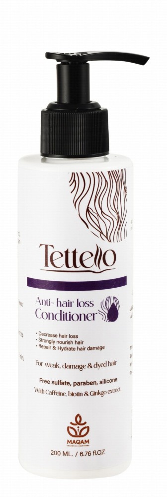 Tettello Anti-Hair Loss Conditioner with Biotin, Caffeine & Gingko Extract for Weak, Damaged & Dyed Hair - sulfate free, parabens free, silicone free