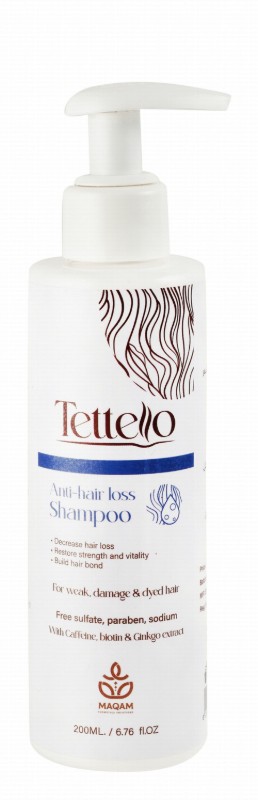Tettello Anti-Hair Loss Shampoo with Biotin for Weak, Damaged & Dyed Hair - sulfate free, parabens free, silicone free
