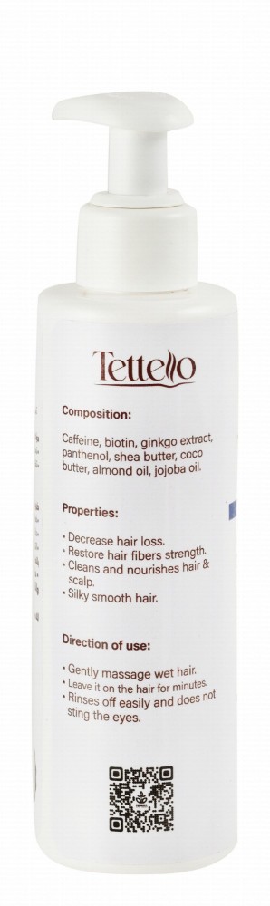 Tettello Anti-Hair Loss Shampoo with Biotin for Weak, Damaged & Dyed Hair - sulfate free, parabens free, silicone free