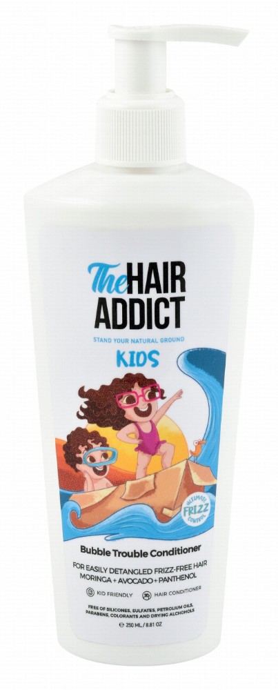 The Hair Addict Kids Bubble Trouble Conditioner with Moringa, Avocado & Panthenol for Detangled & Frizzy Hair - parabens free, colorants free, silicones free