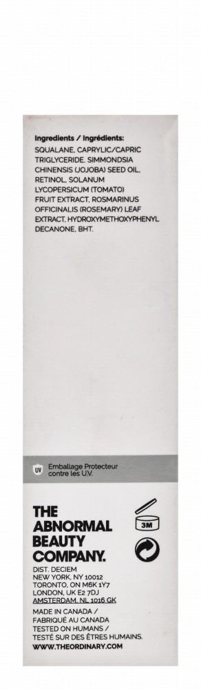 The Ordinary 0.2% Retinol in Squalene Face Serum - water free, fragrance free