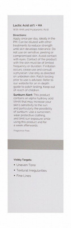The Ordinary 10% Lactic Acid Plus HA Facial Serum - fragrance free