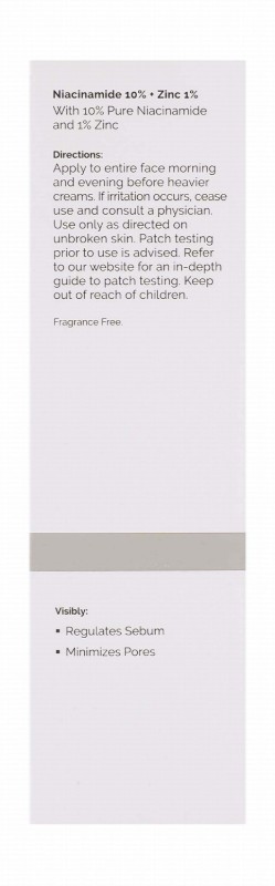 The Ordinary 10% Niacinamide Plus 1% Zinc Anti-Blemish Face Serum with Vitamins & Minerals - fragrance free