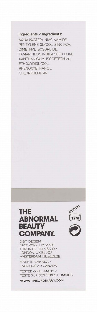 The Ordinary 10% Niacinamide Plus 1% Zinc Anti-Blemish Face Serum with Vitamins & Minerals - fragrance free
