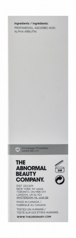 The Ordinary Anti-Aging Facial Serum with Vitamin C, 8% Ascorbic Acid & 2% Alpha Arbutin - water free, fragrance free