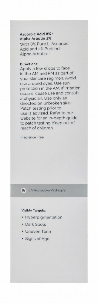 The Ordinary Anti-Aging Facial Serum with Vitamin C, 8% Ascorbic Acid & 2% Alpha Arbutin - water free, fragrance free