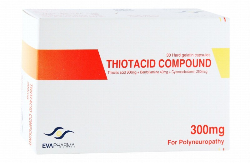 Thiotacid Compound 300mg Thioctic Acid, 40mg Benfotiamine & 250mcg Cyanocobalamin for Polyneuropathy