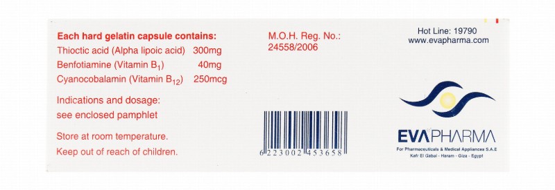 Thiotacid Compound 300mg Thioctic Acid, 40mg Benfotiamine & 250mcg Cyanocobalamin for Polyneuropathy