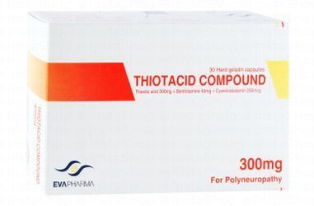 Thiotacid Compound 300mg Thioctic Acid, 40mg Benfotiamine & 250mcg Cyanocobalamin for Polyneuropathy