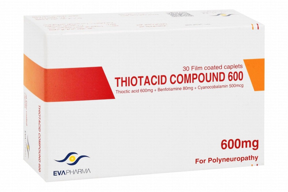 Thiotacid Compound 600mg Thioctic Acid, 80mg Benfotiamine & 500mcg Cyanocobalamin for Polyneuropathy