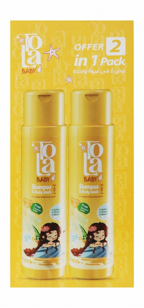 Tola Baby 2in1 Moisturizing, Softening & Protecting Shampoo & Body Wash Banana Scent with Tea Tree, Lavender & Jojoba Oils for Sensitive Skin (0+ Months) - parabens free, sulfate free, chemicals free