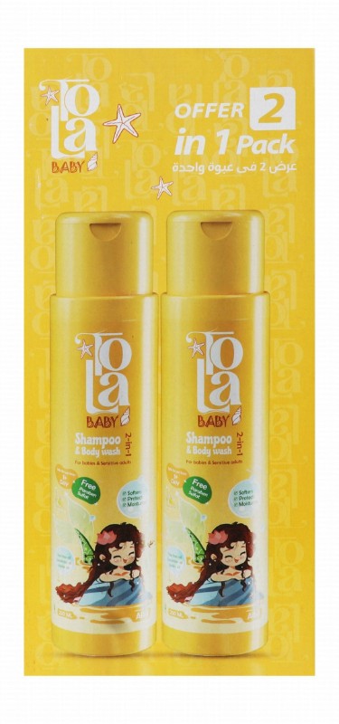 Tola Baby 2in1 Moisturizing, Softening & Protecting Shampoo & Body Wash Banana Scent with Tea Tree, Lavender & Jojoba Oils for Sensitive Skin (0+ Months) - parabens free, sulfate free, chemicals free