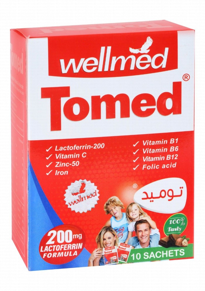 Tomed 200mg Lactoferrin Supplement Sachets with Zinc, Iron & Vitamins