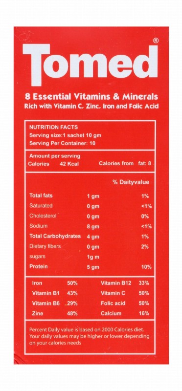 Tomed 200mg Lactoferrin Supplement Sachets with Zinc, Iron & Vitamins