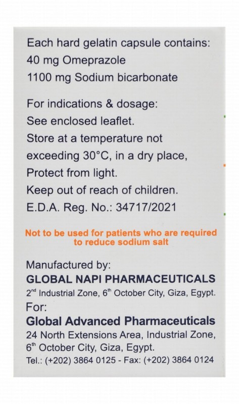 Treato-Ulc 40mg Omeprazole & 1100mg Sodium Bicarbonate for Treating Ulcers