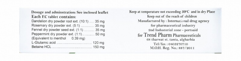 Trendo 150mg Betaine HCL Supplement with L-Glutamine, Rosemary & Fennel Dry Powder Extracts