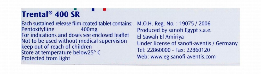 Trental SR 400mg Pentoxifyline for Cerebral & Peripheral Vascular Disorders